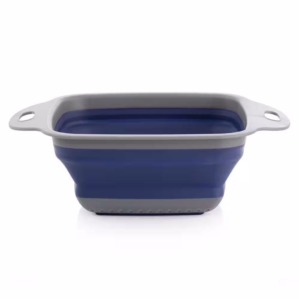 Oster Blue Bluemarine Collapsible Square Plastic Colander