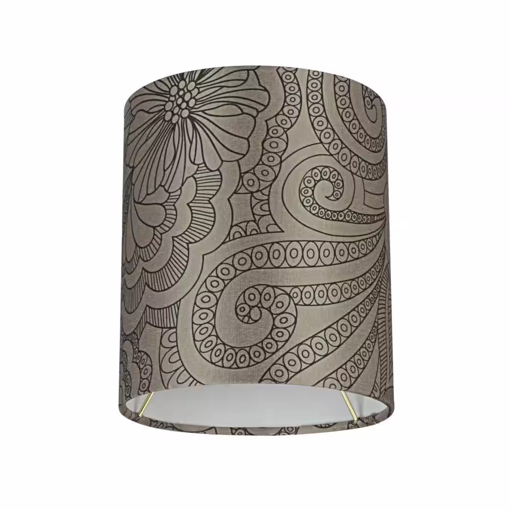 Aspen Creative Corporation 6.5 in. x 7.5 in. Taupe with Black Floral Design Hardback Empire Lamp Shade