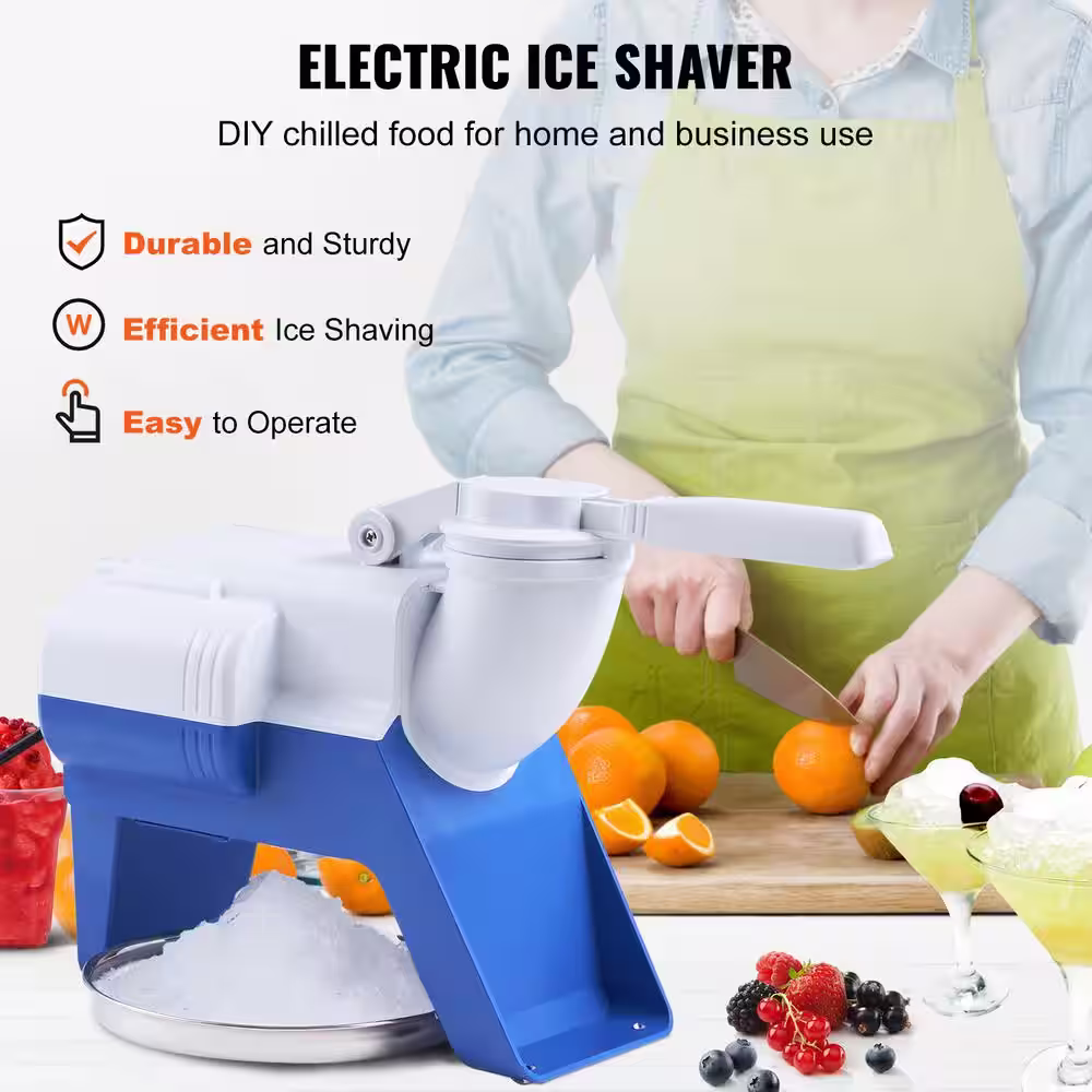 VEVOR 2816 oz. Ice Crushers Machine 176 lbs./H Electric Snow Cone Machine 220-Watts Ice Shaver Machine for Margaritas