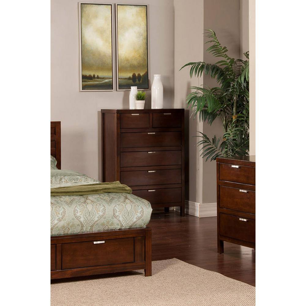 None Carmel 6-Drawer Cappuccino Chest 50 in. H x 36 in. W x 20 in. D