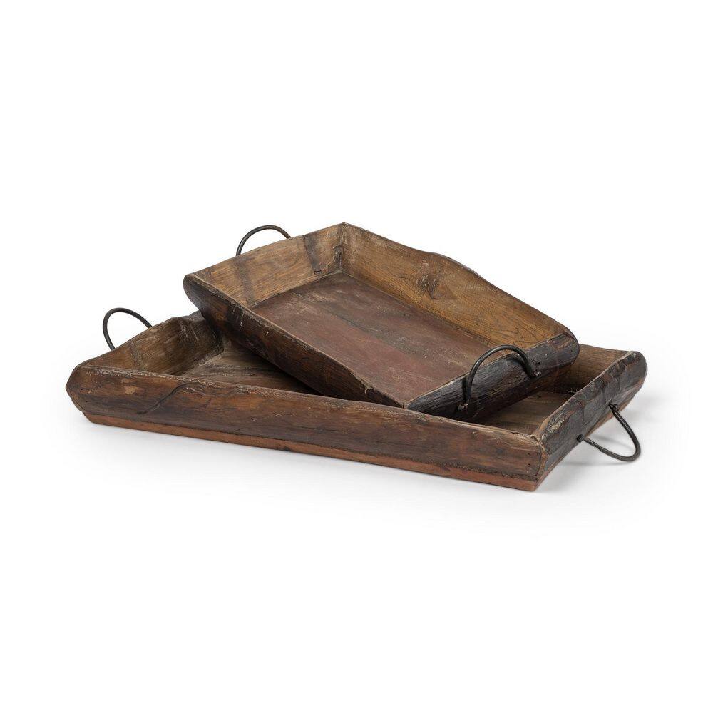 Mercana Durone Brown Solid Wood with Live Edge Serving Trays