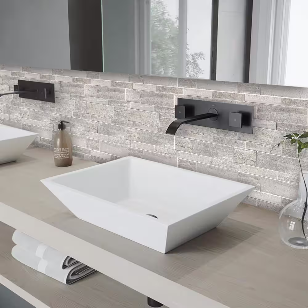 MURELLA Light Stone 12.00 in. x 12.00 in. SPC Peel and Stick Backsplash Tile (1 sq. ft./pack)