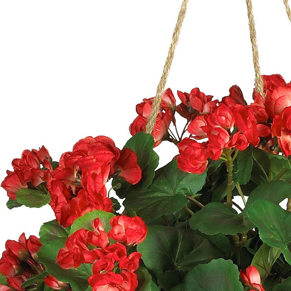 Nearly Natural 24 in. Artificial Geranium Silk Hanging Basket