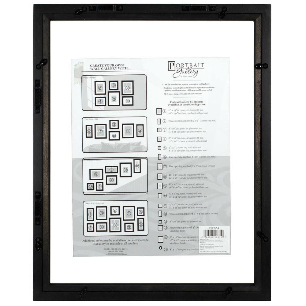Malden International Designs Malden 11 in. x 14 in. Black Float Picture Frame