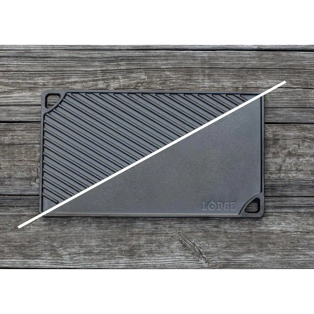 Lodge Double Play 16.75 in. Black Cast Iron Reversible Stovetop Griddle