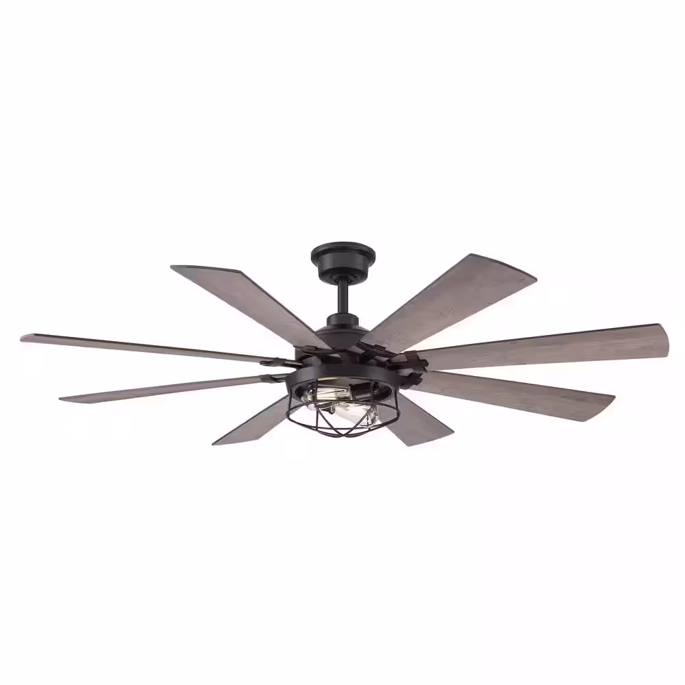 Hampton Bay Southbourne 60 in. LED Indoor Matte Black Ceiling Fan with Light and Remote Control Included