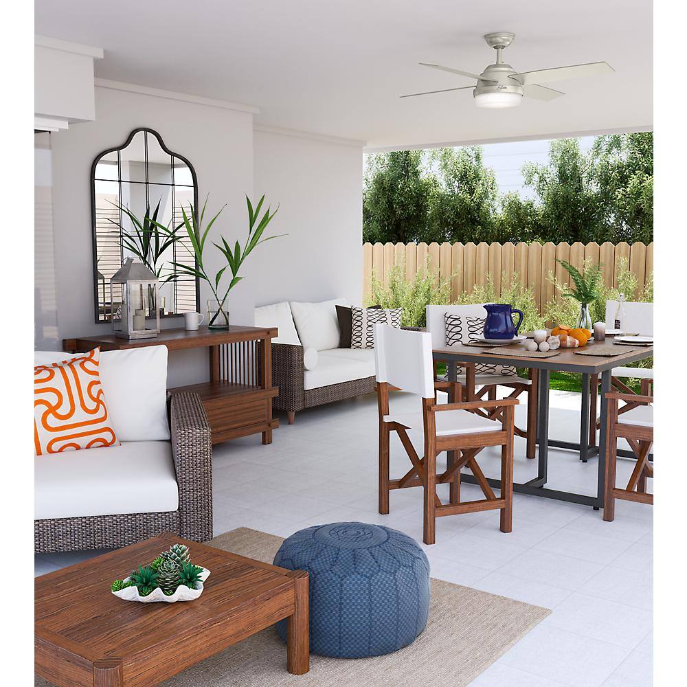 Hunter Dempsey 52 in. LED Indoor/Outdoor Matte Nickel Ceiling Fan with Light and Remote