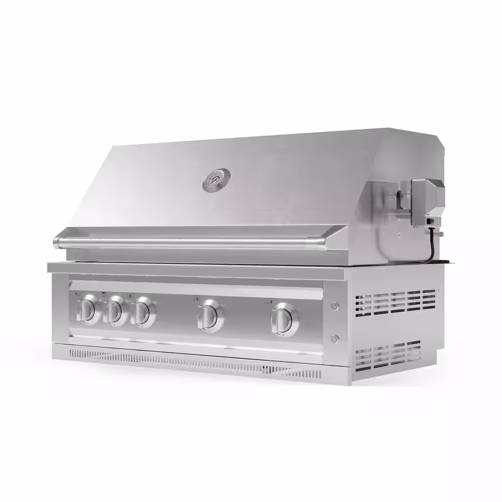NewAge Products Outdoor Kitchen 40 in. Natural Gas 5 Burners Stainless Steel Grill Cart with Platinum Grill and Dual Side Burner