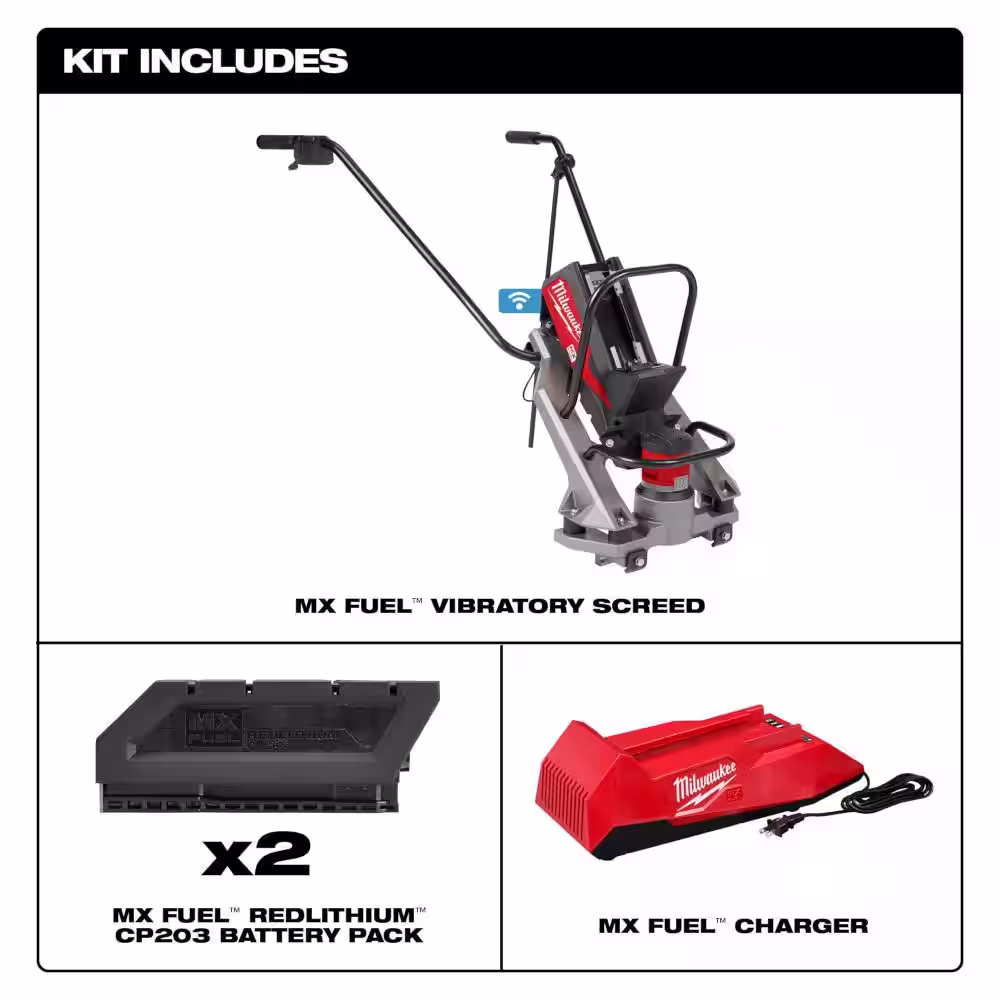 Milwaukee MX FUEL Lithium-Ion Cordless Vibratory Screed with (2) Batteries and Charger