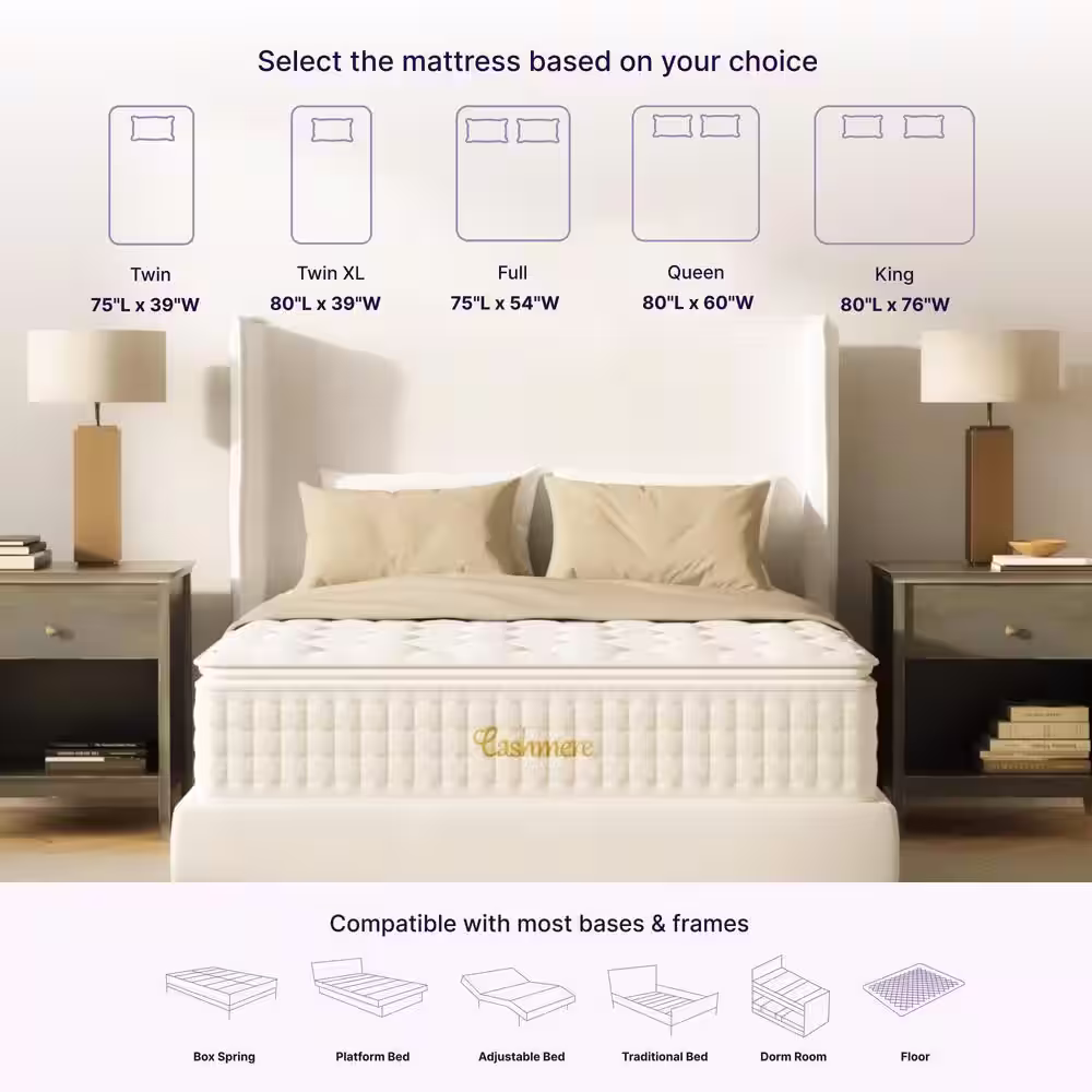 NapQueen Cashmere Queen Medium Hybrid 14 in. Mattress