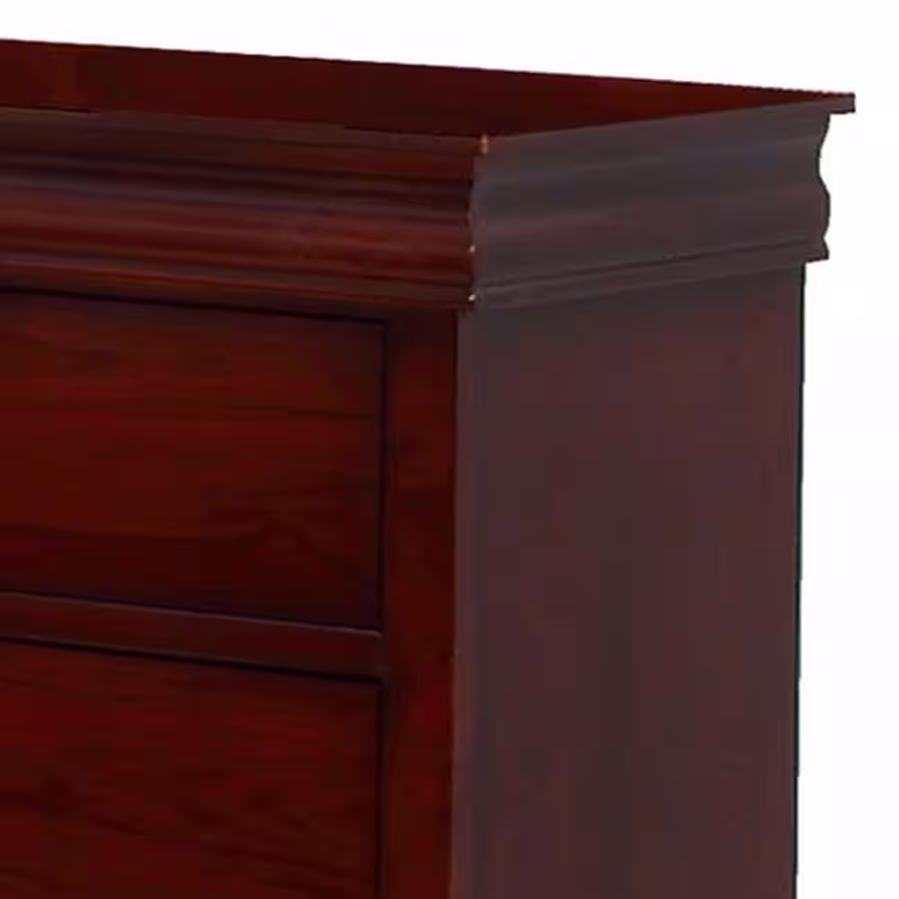Benjara Cherry Brown 6-Drawer Wood Dresser with Molded Trim and Drop Handles
