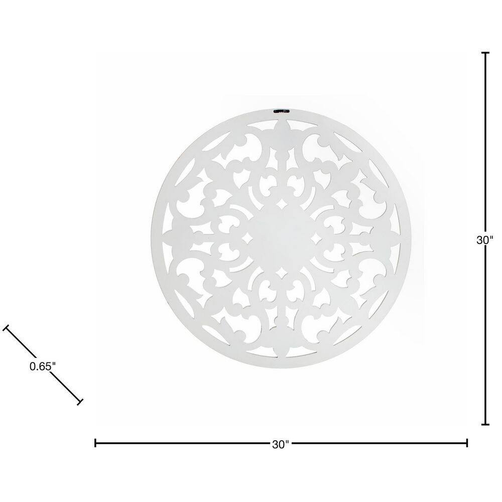 Habitat 30 in. x 30 in. Bastia White 30 in. Round Medallion MDF Wall Art