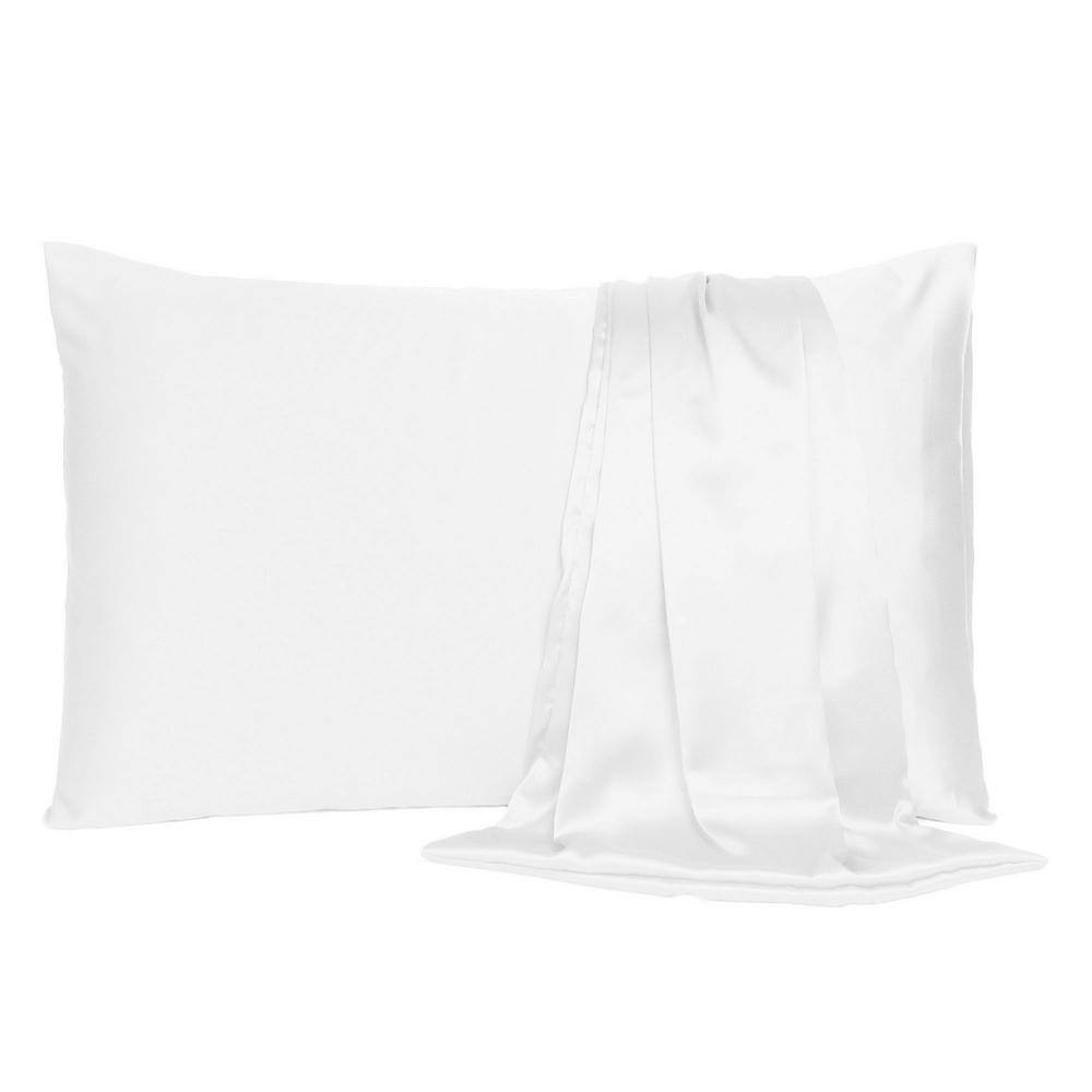 HomeRoots Amelia White Solid Color Satin Standard Pillowcases (Set of 2)