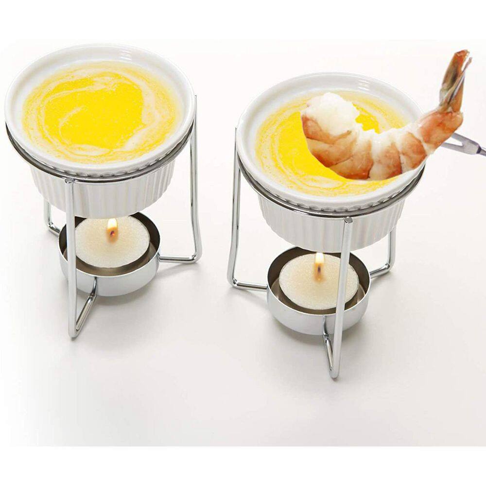 Prepworks 5-Ounce Ceramic Butter Warmer Home Fondue Set, White
