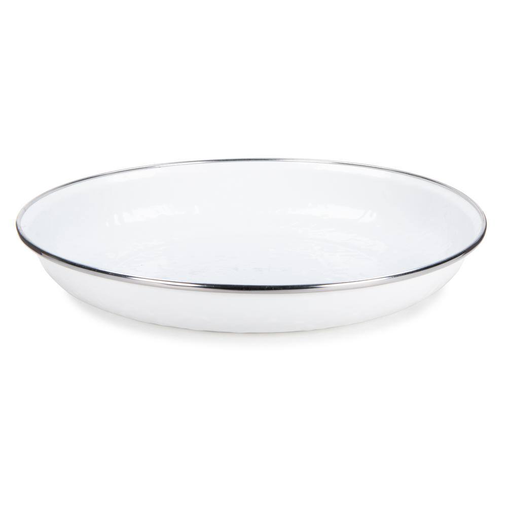 Golden Rabbit 10 in. Solid White Enamelware Pasta Plate (Set of 4)