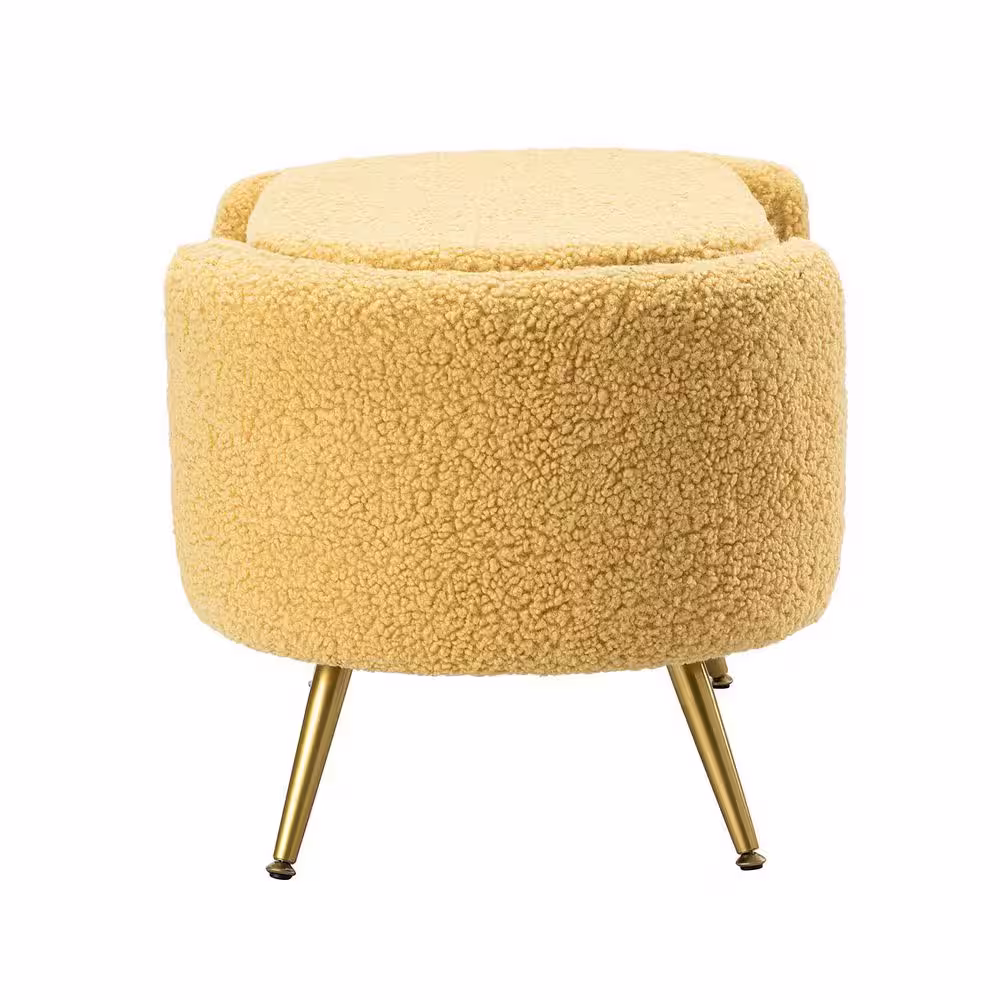 None Eva Mustard Wide Storage Bench with Metal Legs 39.4 in.