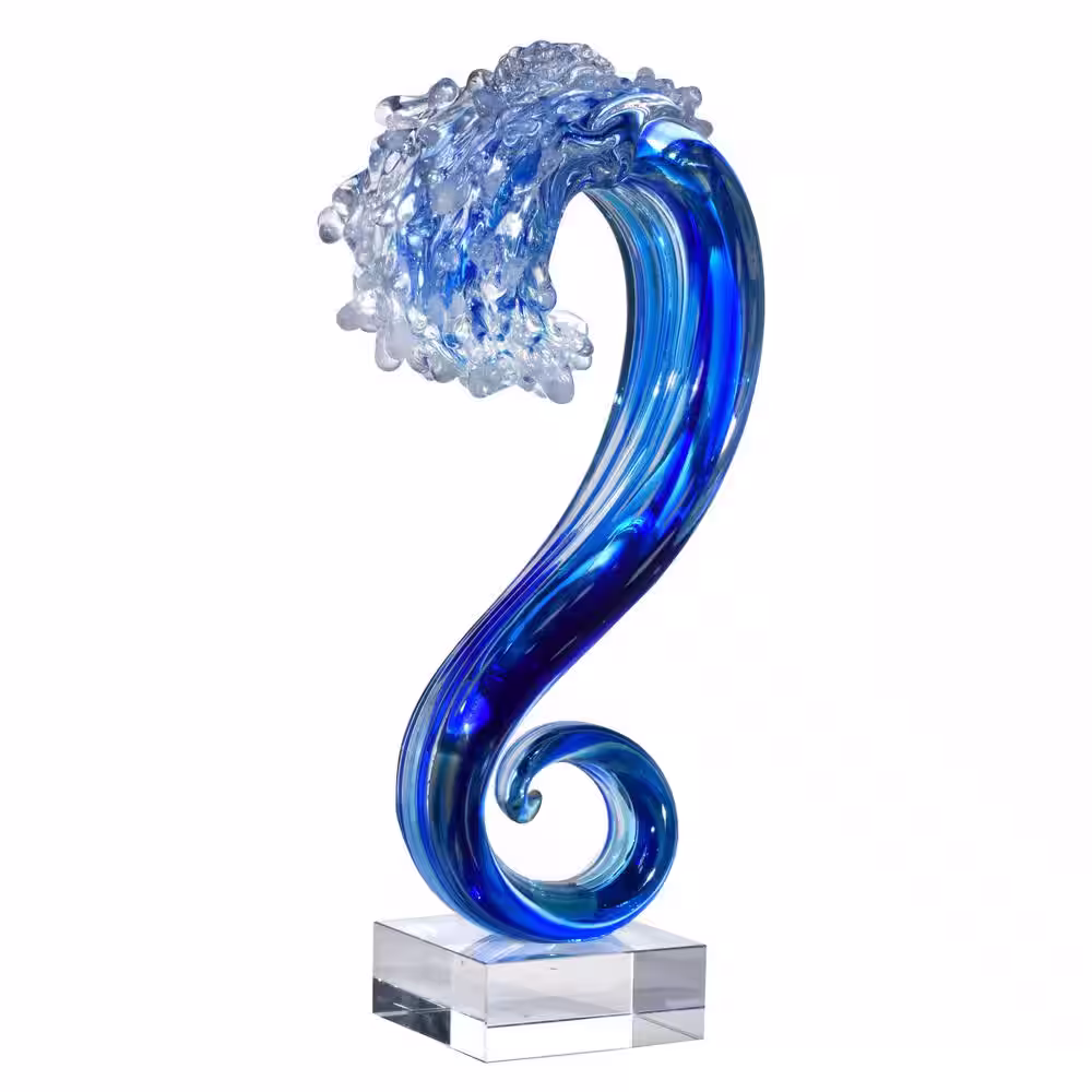Dale Tiffany 15.5 in. Pacific Wave Handcrafted Irregular Art Glass Sculpture