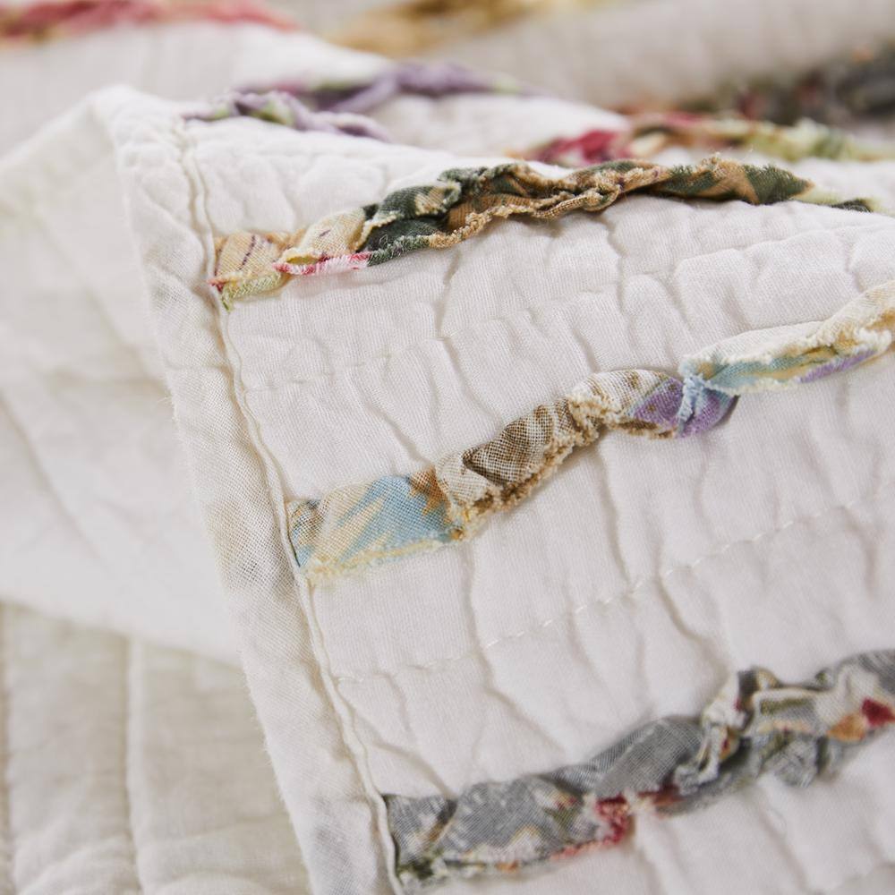 None Bella Ruffle Multi Quilted Cotton Throw