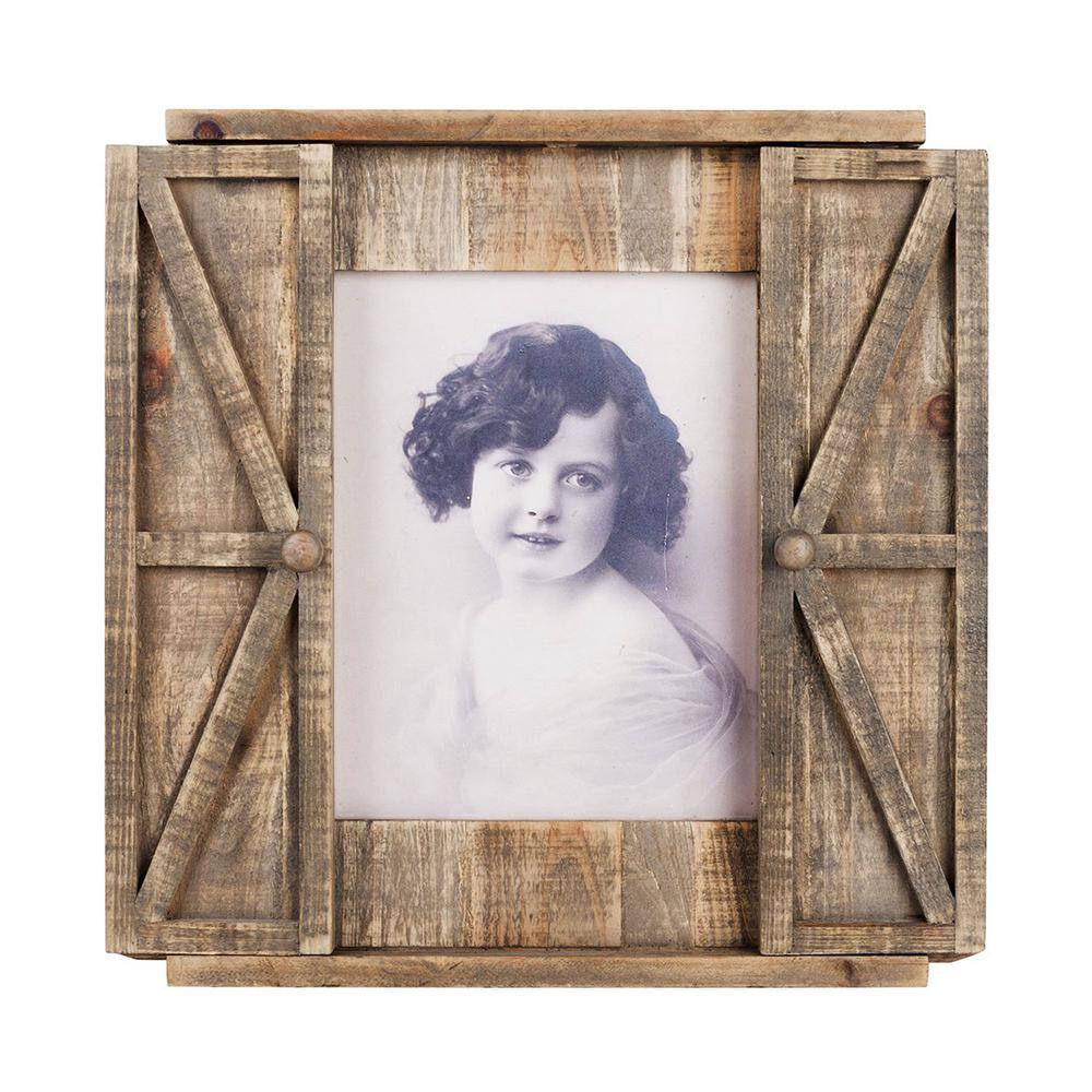 None 8 in. x 10 in. Rustic Brown Barn Wood Picture Frame