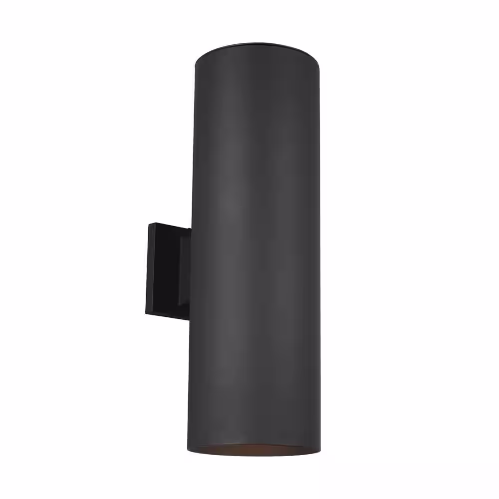 Generation Lighting Outdoor Cylinders 2-Light Black Outdoor Wall Lantern