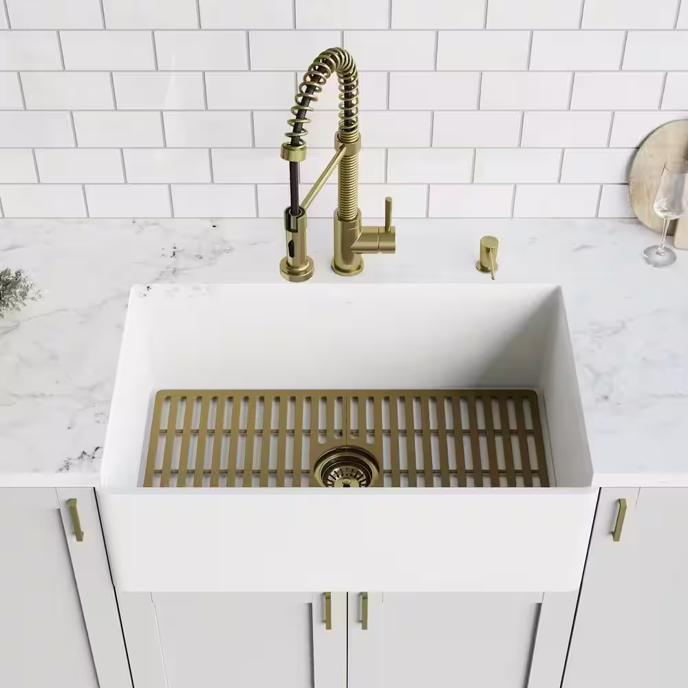 VIGO 27 in. x 15 in. Silicone Bottom Grid for 30 in. Single Bowl Kitchen Sink in Matte Gold