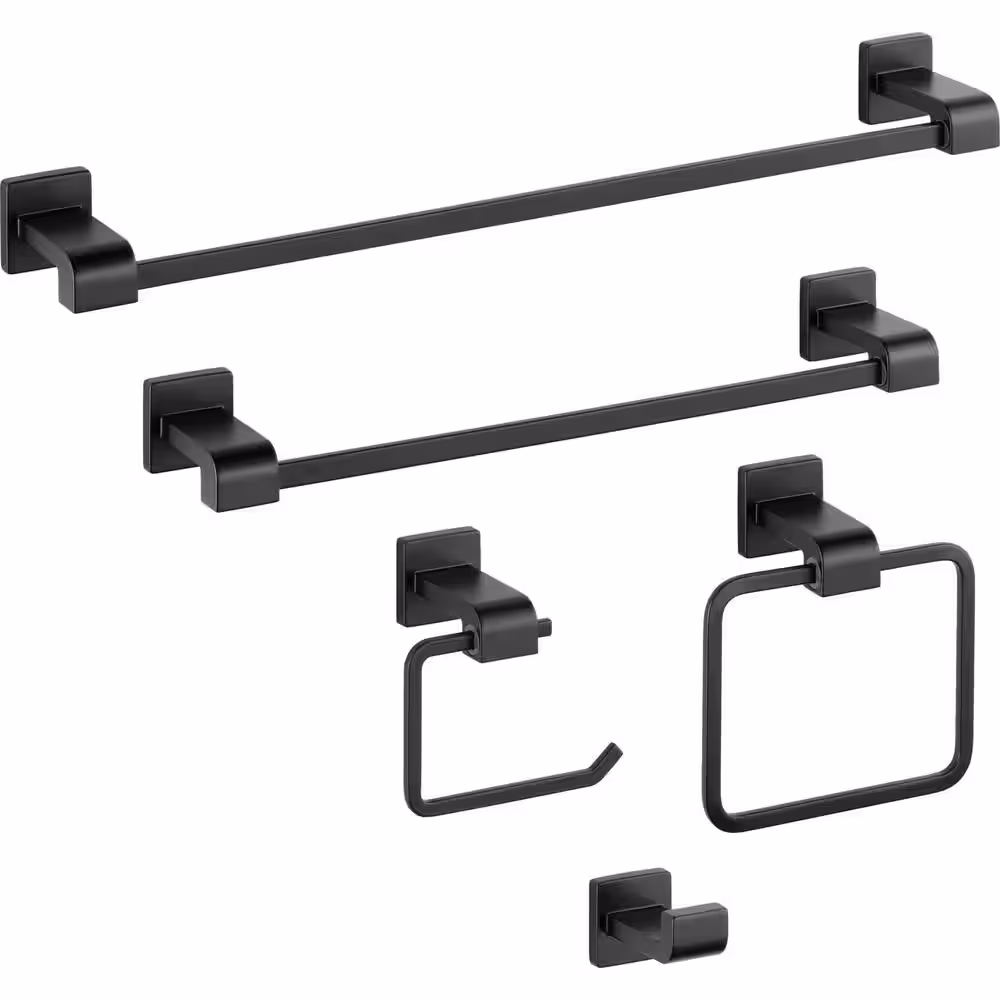 Delta Ara Wall Mount Open Square Toilet Paper Holder Bath Hardware Accessory in Matte Black