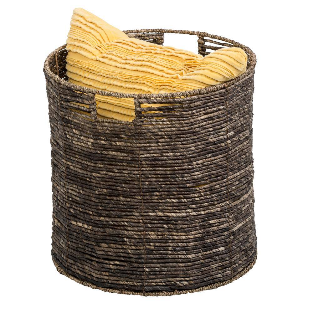 Honey-Can-Do Coastal Collection 15.75 in. x 15.75 in. x 15.75 in. Brown Stackable Maize Basket (3-Pack)