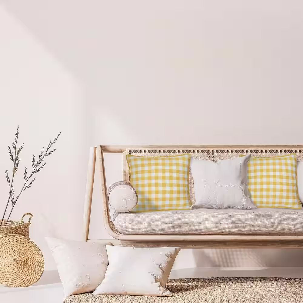 ACHIM Buffalo Check Yellow Woven 18 in. x 18 in. Throw Pillow Covers (Set of 2)