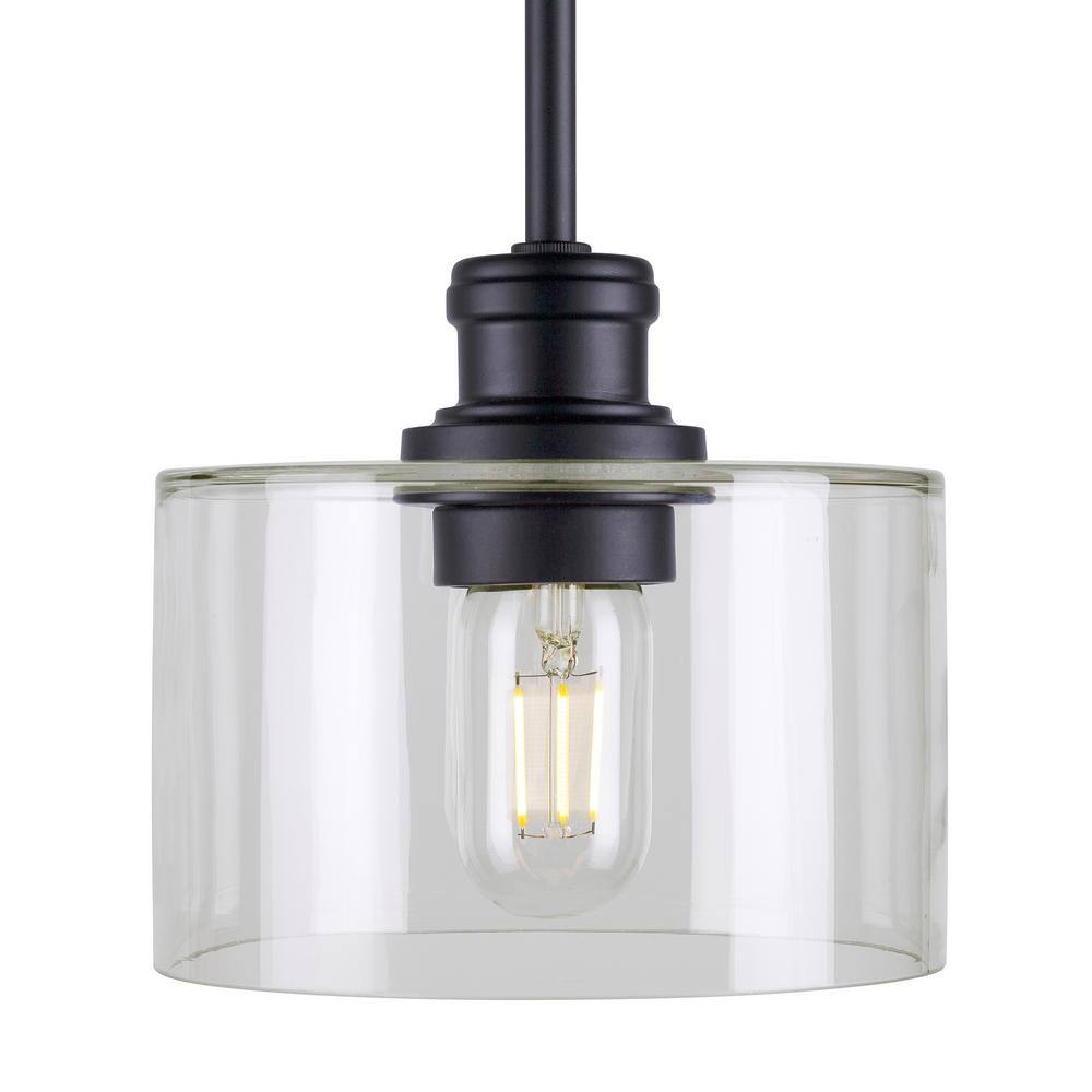 None Zane 1-Light Black Pendant with Clear Glass