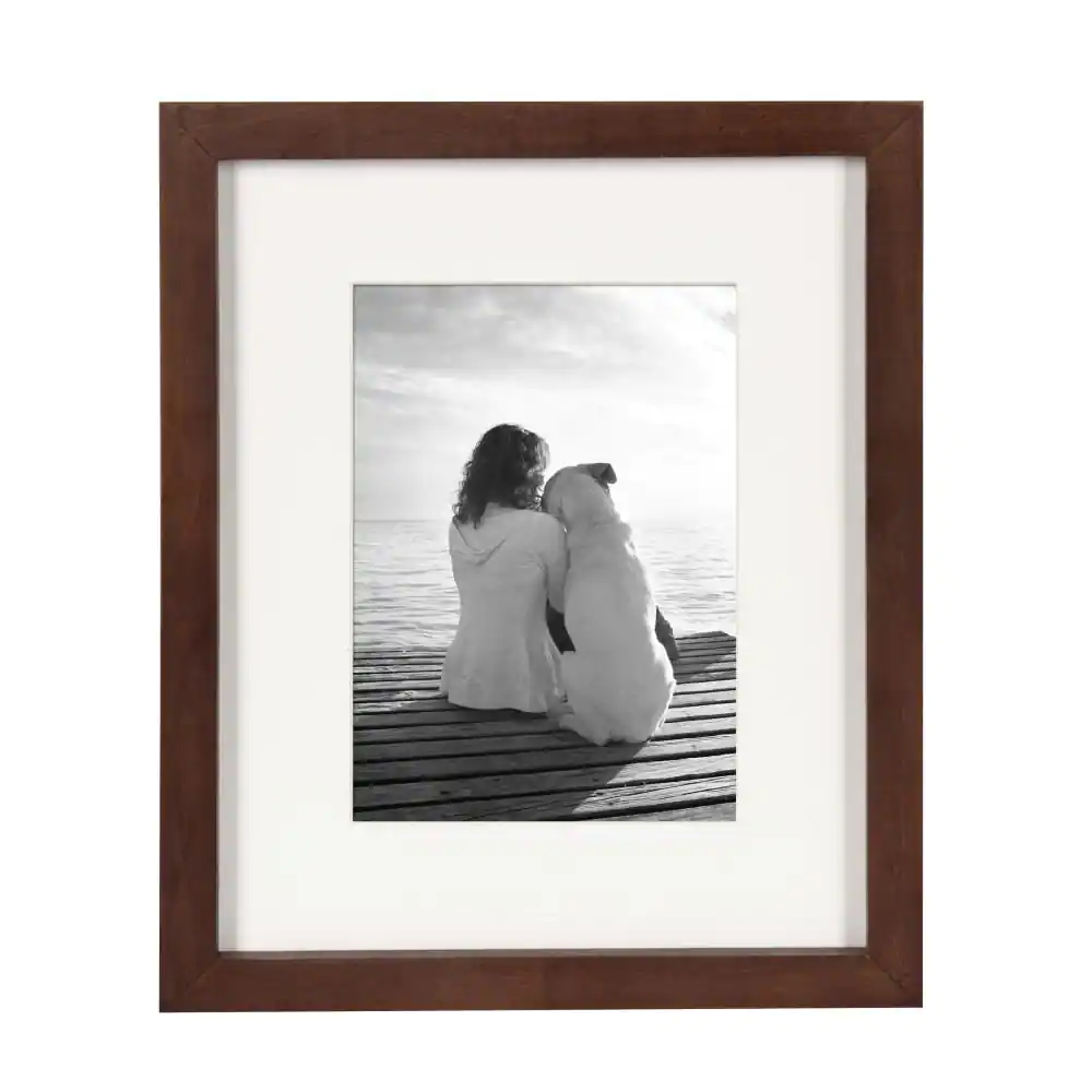 DesignOvation Gallery 8 in. x 10 in. Matted to 5 in. x 7 in. Walnut Brown Picture Frame (Set of 4)