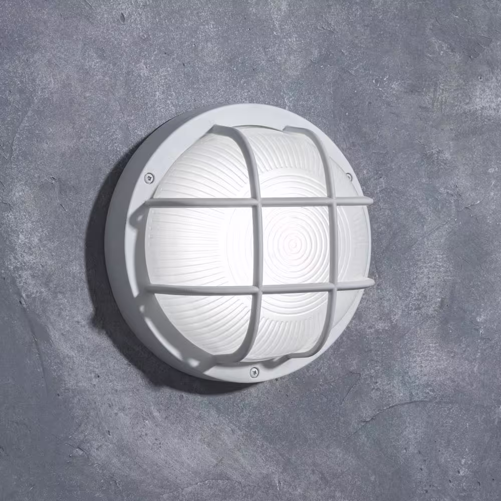 LUTEC Coastal Norfolk White Outdoor Integrated LED Bulkhead Wall Lantern