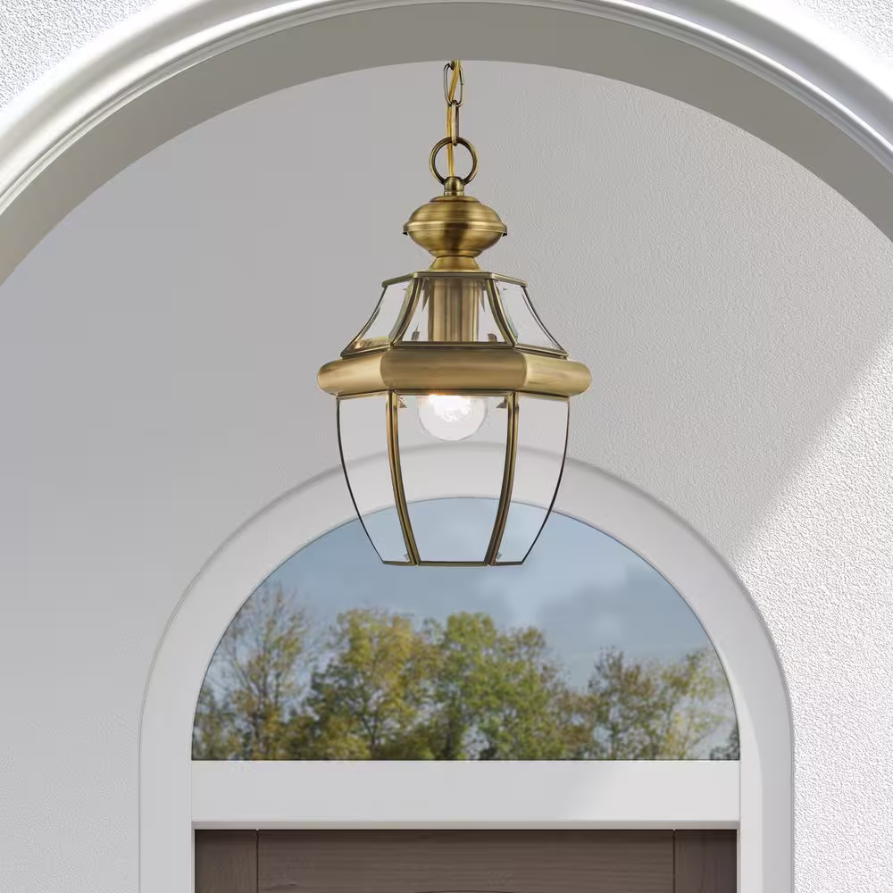 Livex Lighting Monterey 1 Light Antique Brass Outdoor Pendant Lantern