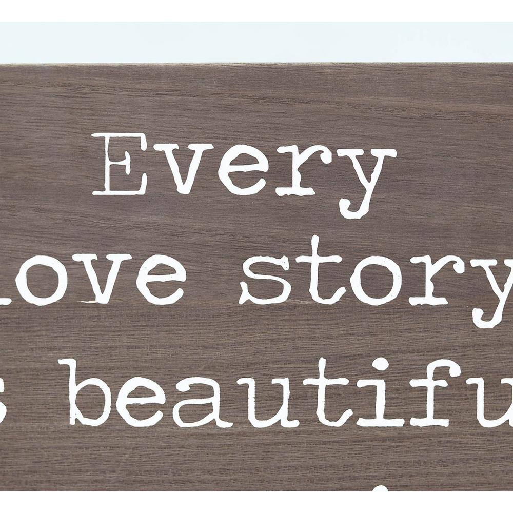 None Farmhouse Every Love Story is Beautiful But Ours is My Favorite Rustic Brown Wood Decorative Sign