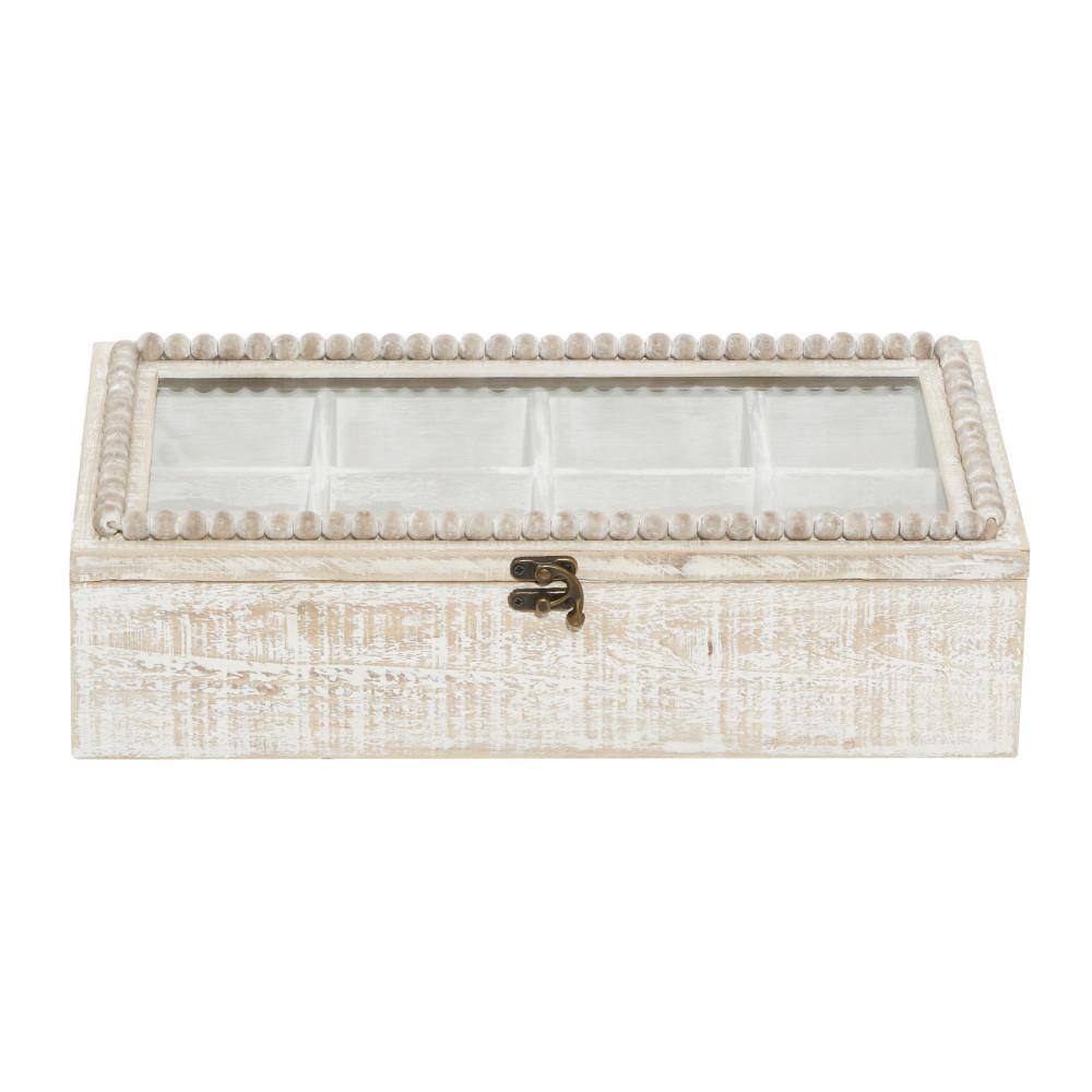 Litton Lane White Farmhouse Wood Decorative Box