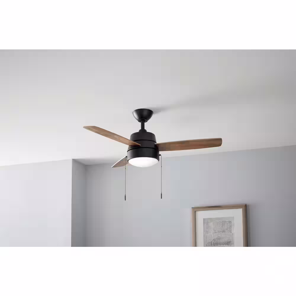 Hampton Bay Caprice 44 in. Integrated LED Indoor Matte Black Ceiling Fan with Light Kit