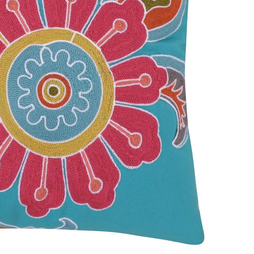 None Palisades Multicolor Floral Embroidered 18 In. x 18 In. Throw Pillow