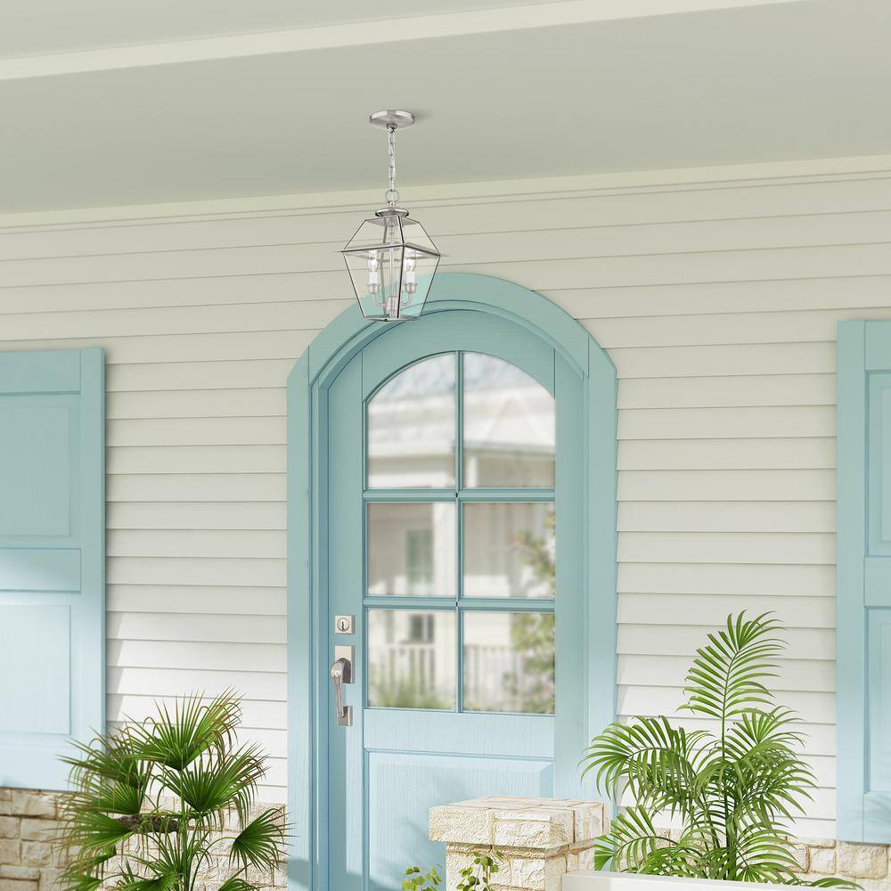 Livex Lighting Westover 2 Light Brushed Nickel Outdoor Pendant Lantern