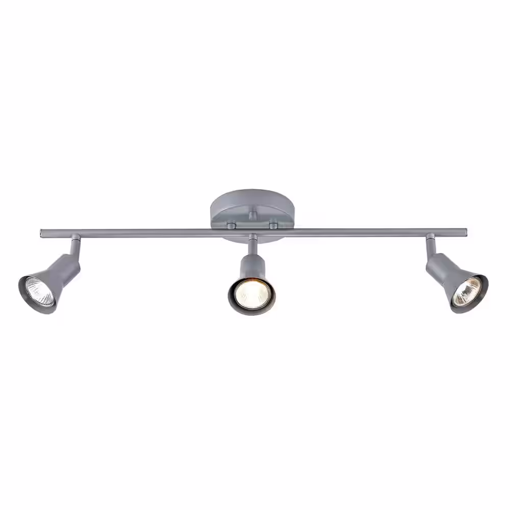 Addington Park Heba 2 ft. 3-Light Painted Silver GU10 Transitional Track Lighting Kit with 3 x 50-Watt Bulbs Included