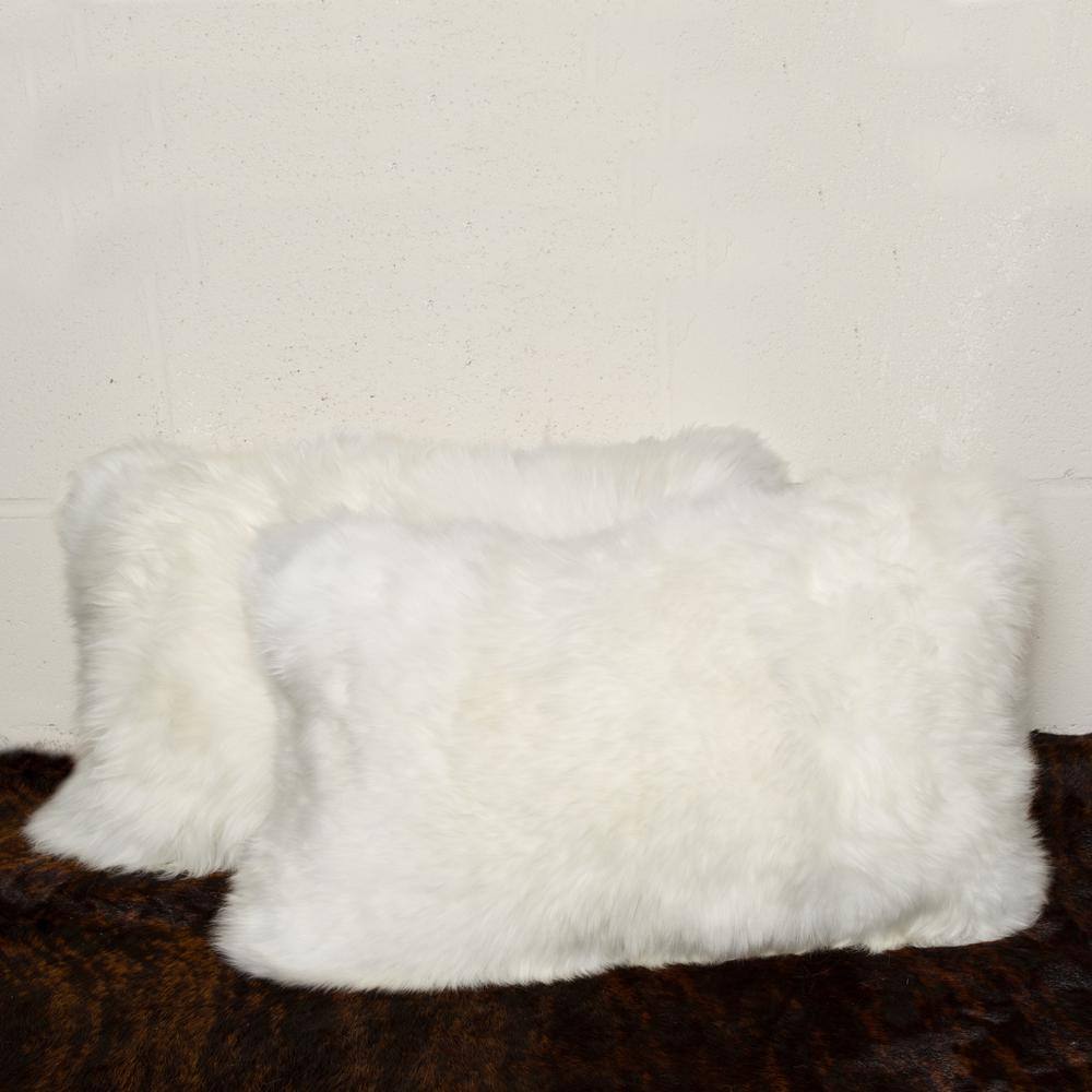 natural New Zealand Sheepskin 12 in. x 20 in. Throw Pillow (Set of 2)