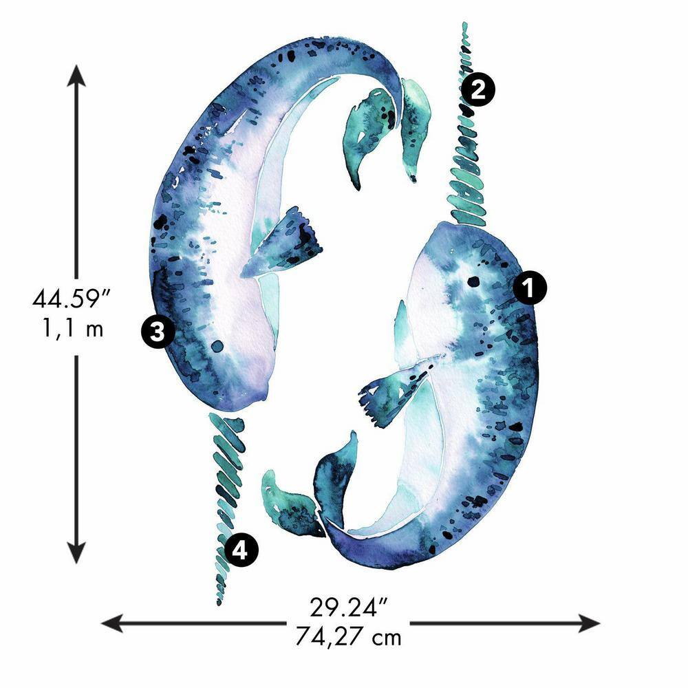 RoomMates Catcoq Narwhal Giant Peel and Stick Wall Decals