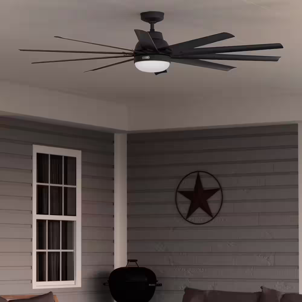 Hunter Overton 72 in. Indoor/Outdoor Matte Black Ceiling Fan with Wall Control Included