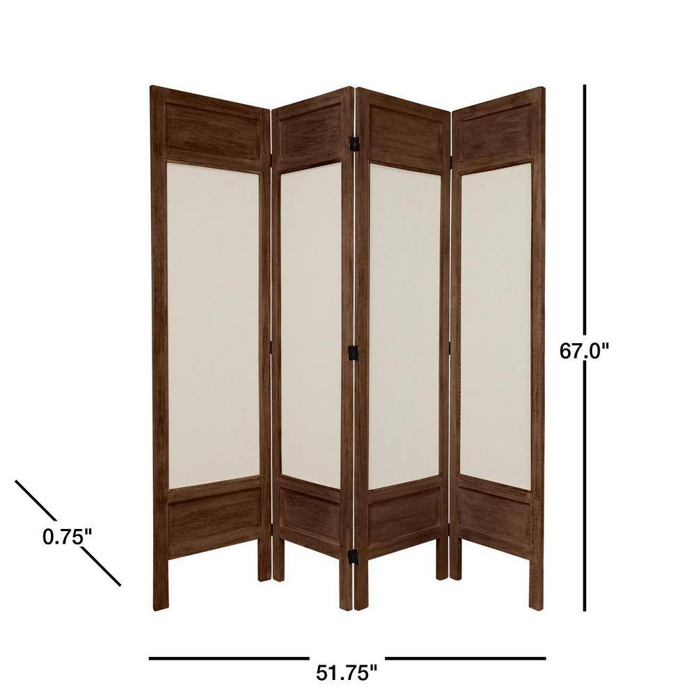 Oriental Furniture 5.5 ft. Burnt Brown Solid Muslin 3-Panel Room Divider