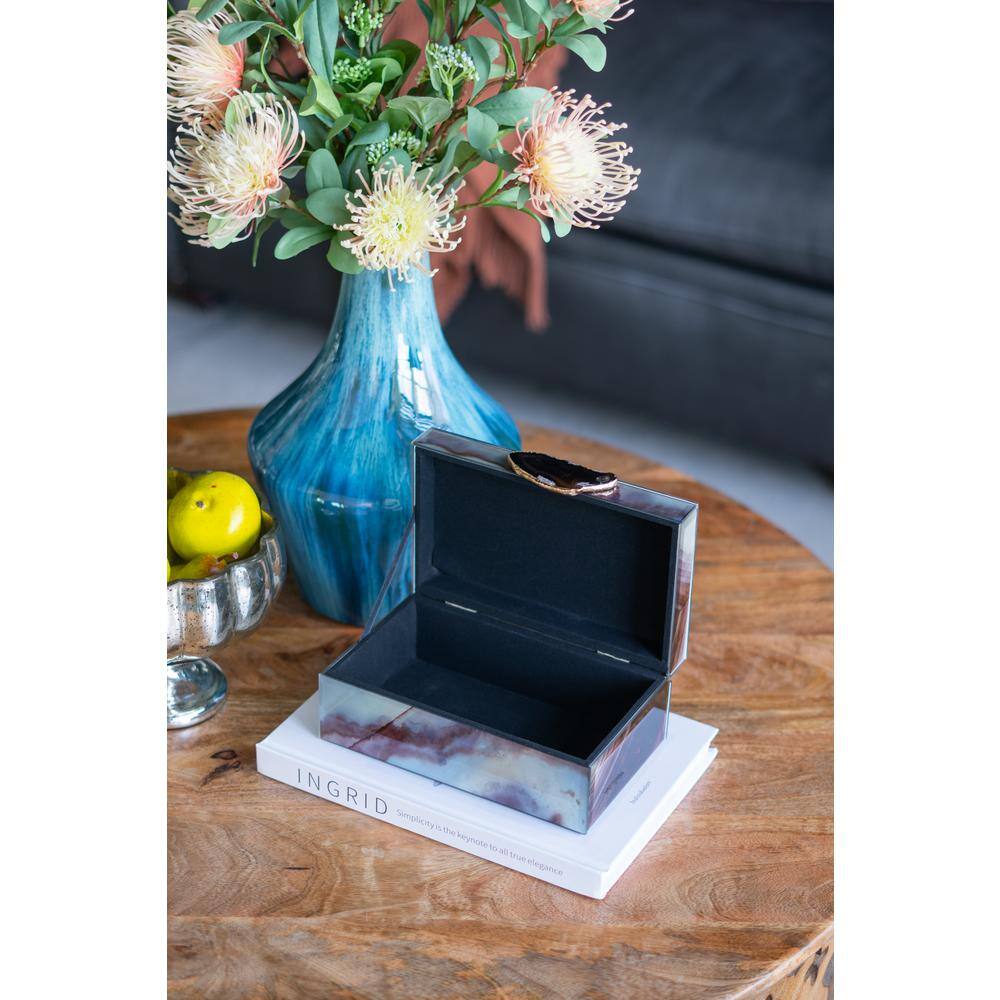 Afoxsos Set of 2 8.30 in. x 5.20 in. x 5.3.40 in. MDF+Glass Jewelry Storage Box