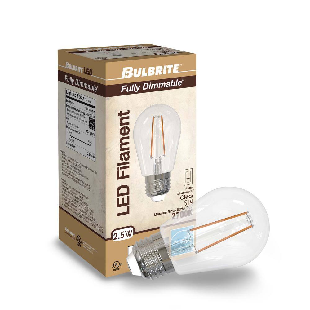 Bulbrite 11-Watt Equivalent S14 Clear Dimmable Edison LED Light Bulb Warm White (4-Pack)