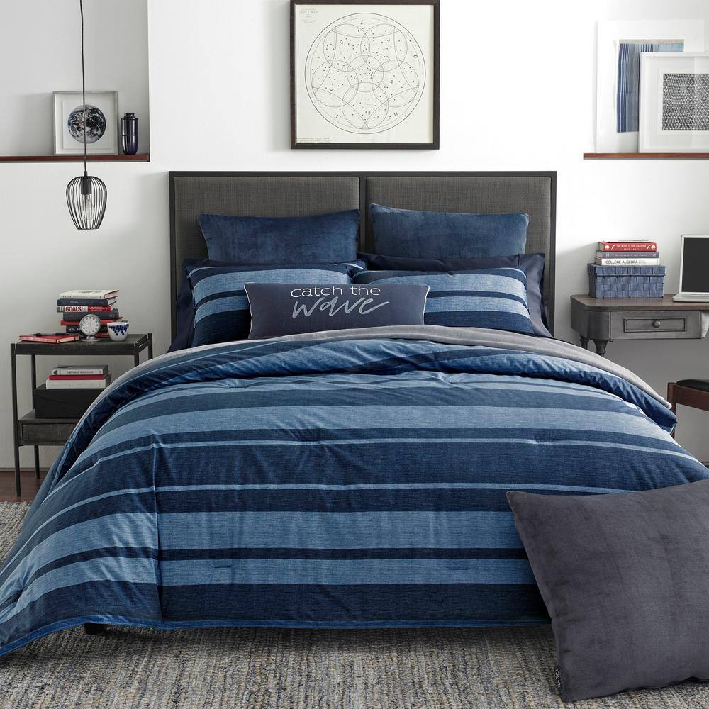 Nautica Longpoint Navy Striped Cotton Comforter Set
