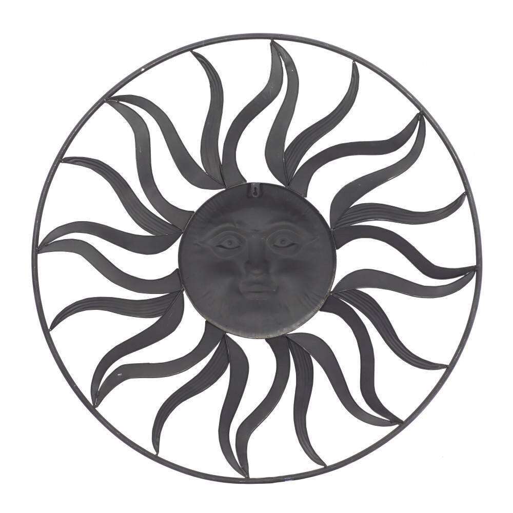 Litton Lane Metal Brown Indoor Outdoor Sun Wall Decor with Distressed Copper Like Finish