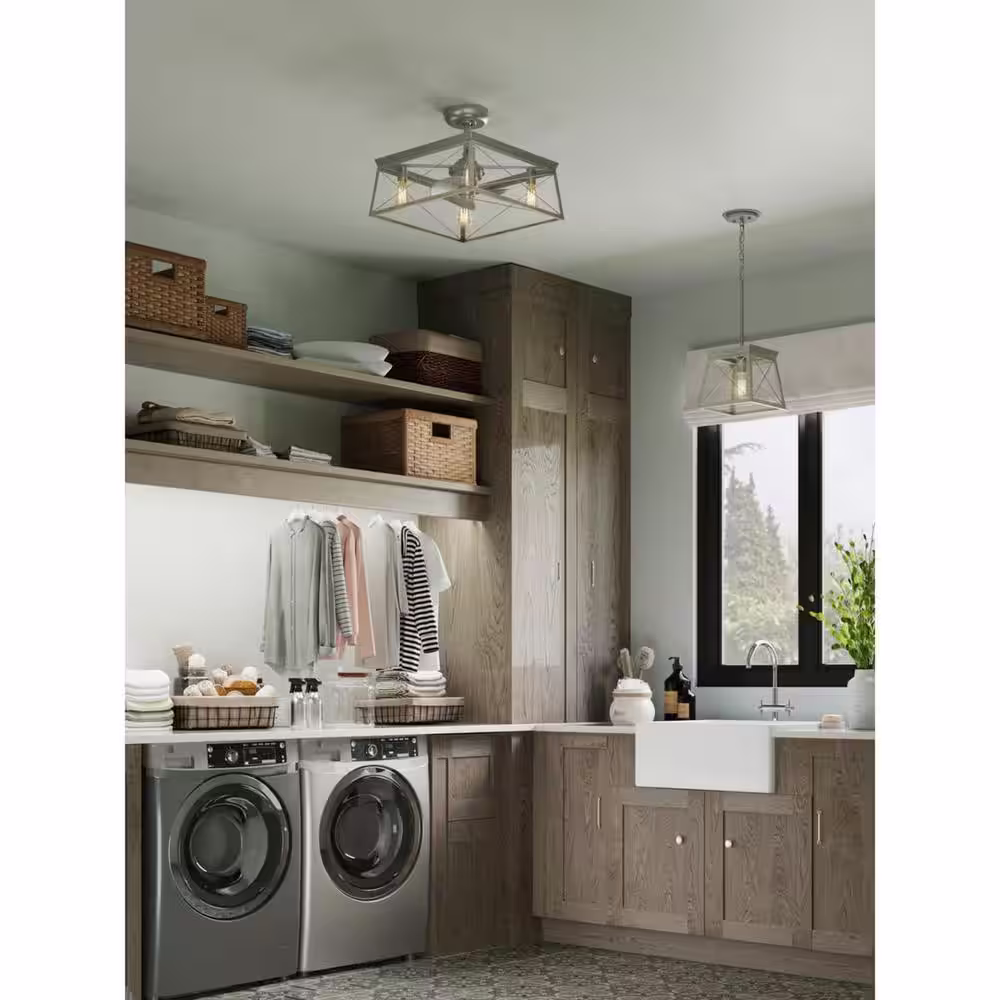 Progress Lighting Briarwood Collection 1-Light Bleached Oak Kitchen Farmhouse Mini-Pendant Hanging Light
