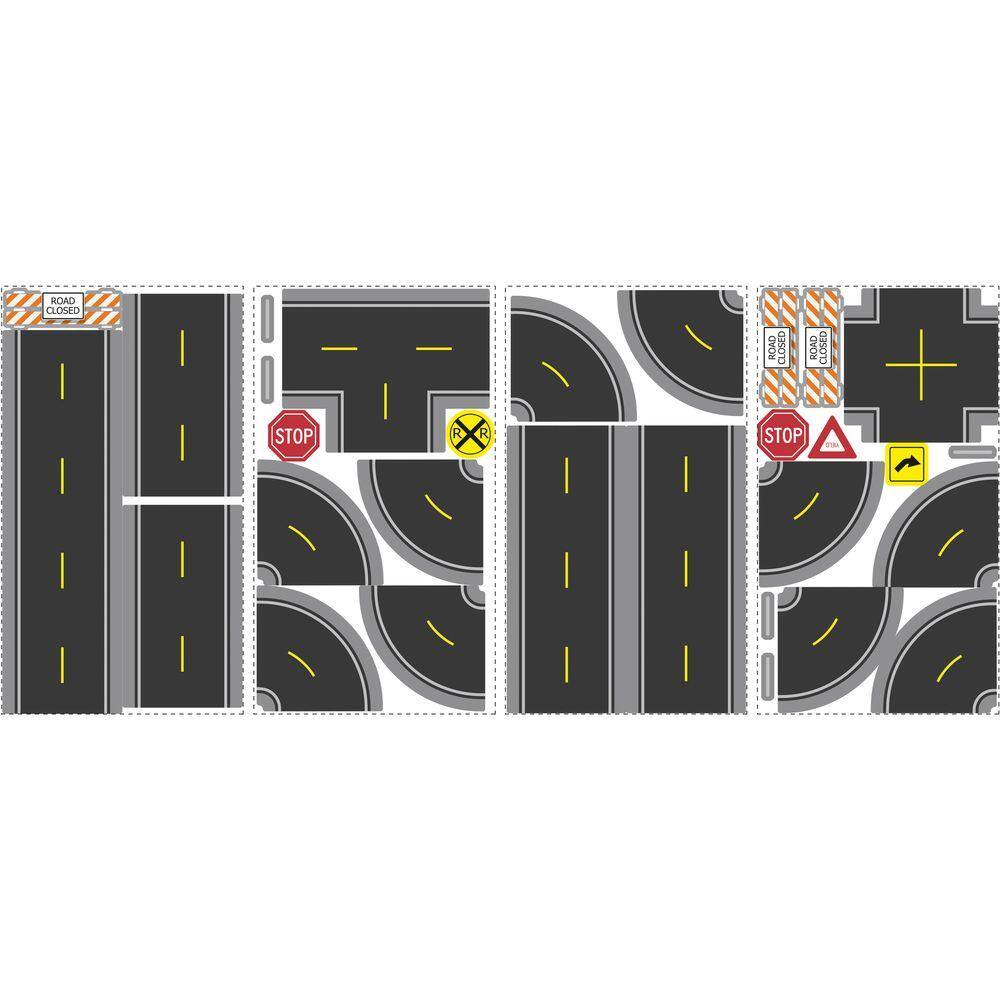 RoomMates 41.5 in. x 31 in. Build-A-Road Peel & Stick Wall Decal