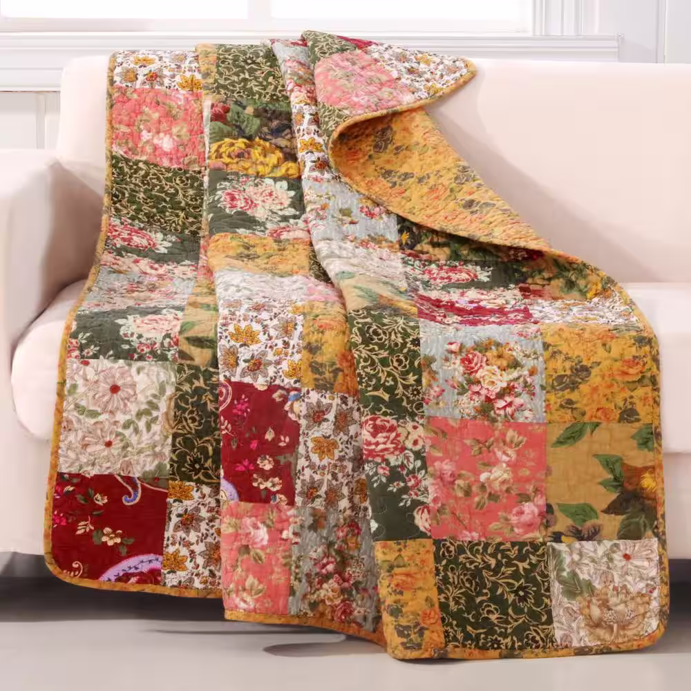 Greenland Home Fashions Antique Chic Multicolored Quilted Cotton Throw