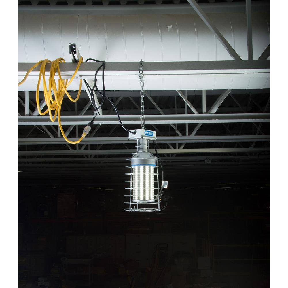 Bergen Industries 60-Watt High Bay LED Luminaire Temporary Plug-In Work Light Fixture 7500LM, 5000K Snap Lock Hook and Wire Guard